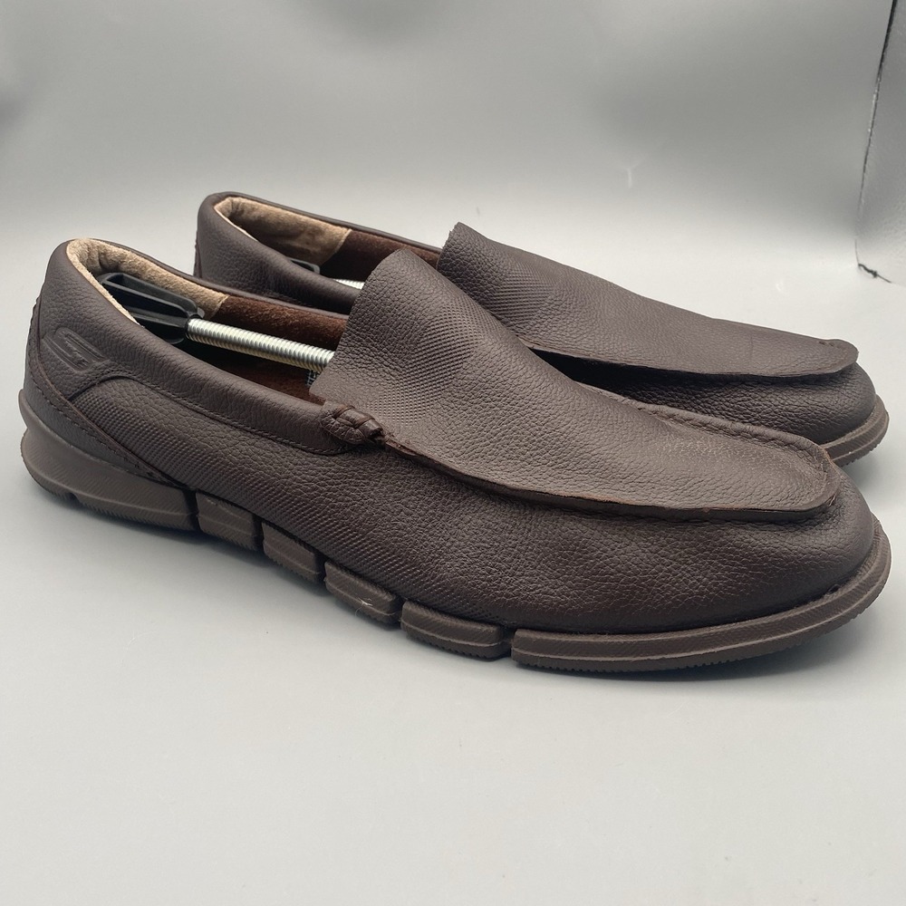 Skechers Mens Size 13‎ On The Go BIONIC MOC Brown Leather Shoes Goga Mat